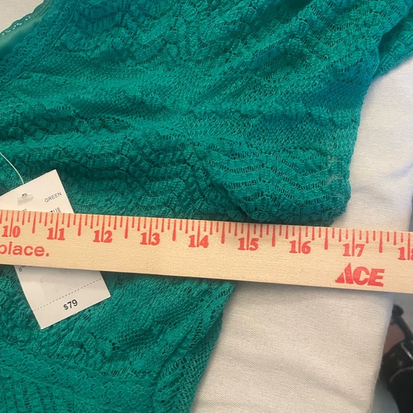 Rabbit Rabbit Rabbit Design Short Sleeve Lace Fit + Flare Dress 4 petite Green - Picture 9 of 10